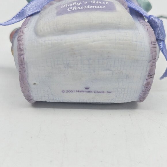 Vintage Hallmark Babys First Christmas Teddy Bear Tree Ornament Porcelain 2001 - Picture 8 of 12